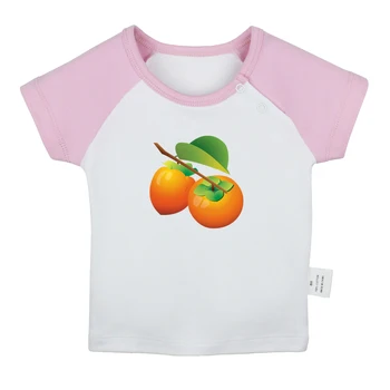 Ovocie Sladké Kaki Roztomilé Dieťa Tlačené Grafický T-shirts Chlapci Dievčatá Krátke Rukávy Tees Dieťa Topy 0-24 Mesiacov Deti Oblečenie 1