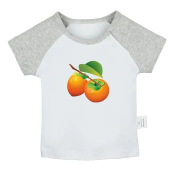 Ovocie Sladké Kaki Roztomilé Dieťa Tlačené Grafický T-shirts Chlapci Dievčatá Krátke Rukávy Tees Dieťa Topy 0-24 Mesiacov Deti Oblečenie 2