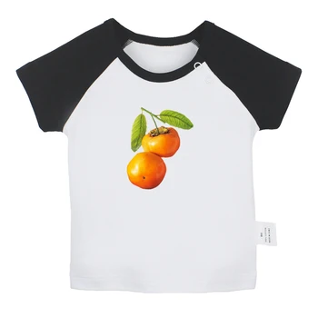 Ovocie Sladké Kaki Roztomilé Dieťa Tlačené Grafický T-shirts Chlapci Dievčatá Krátke Rukávy Tees Dieťa Topy 0-24 Mesiacov Deti Oblečenie 5
