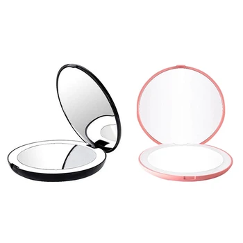 Prenosné Skladacie Zrkadlo S LED Svetlo make-up Zrkadlo, 10X lupu, 12 Lampa Perličiek Mini Zrkadlo