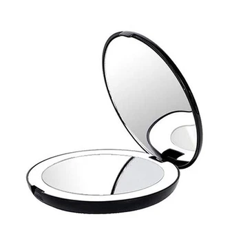 Prenosné Skladacie Zrkadlo S LED Svetlo make-up Zrkadlo, 10X lupu, 12 Lampa Perličiek Mini Zrkadlo 1