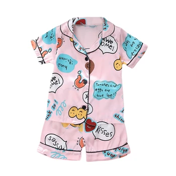 2 ks Domov detský set Roztomilý Kreslený Sleepwear 1-6 rokov Deti-Chlapci, Dievčatá-Krátke rukávy Pyžamo Šortky 0