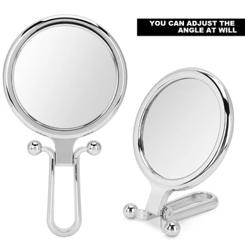 5X Zväčšovacie Sklopný Nastaviteľné Kozmetické Zrkadlo Obojstranné make-up Zrkadlo (Strieborný)