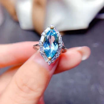 Móda Modré Crystal Geometrie Krúžok Vložkou AAA Kubický Zirkón Koream Štýl Šperky Pre Ženy, Svadobné Zapojenie Banquer Príslušenstvo