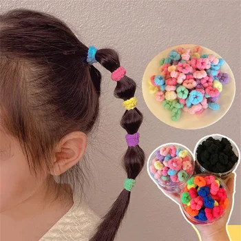 100ks/Veľa 1,5 cm Dievča gumička hlavový most Candy Nylon Farba Vlasov Krúžok Úsek Vedúci Cop Lano Prsteň Deti Vlasy Accessori 0