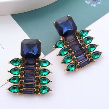 Prehnané Geometrické Multicolor Crystal Drop Náušnice Šperky, Náušnice Elegantná Dáma Veľké Značky Earings Mozaikové Farebné Drahokamu