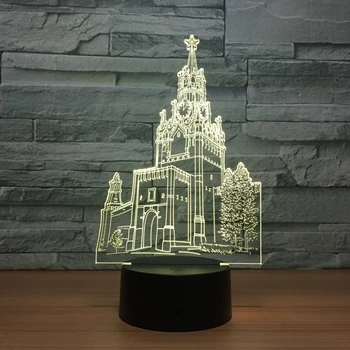 Campanile tvorivé 3D stolná lampa troch-dimenzionální spálňa, nočné lampy, akryl farebné nočné svetlo